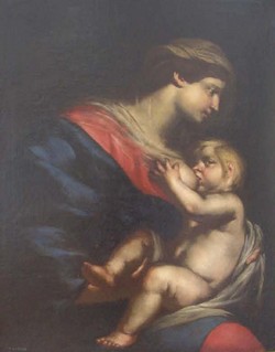Virgen con el Nio.Annimo napolitano. Siglo XVIII. leo sobre tela. Depsito del Museo Nacional del Prado.