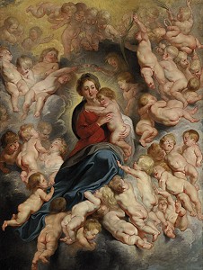 A Virxe e o Neno rodeada de anxos