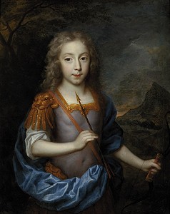 Retrato de neno vestido de Cupido